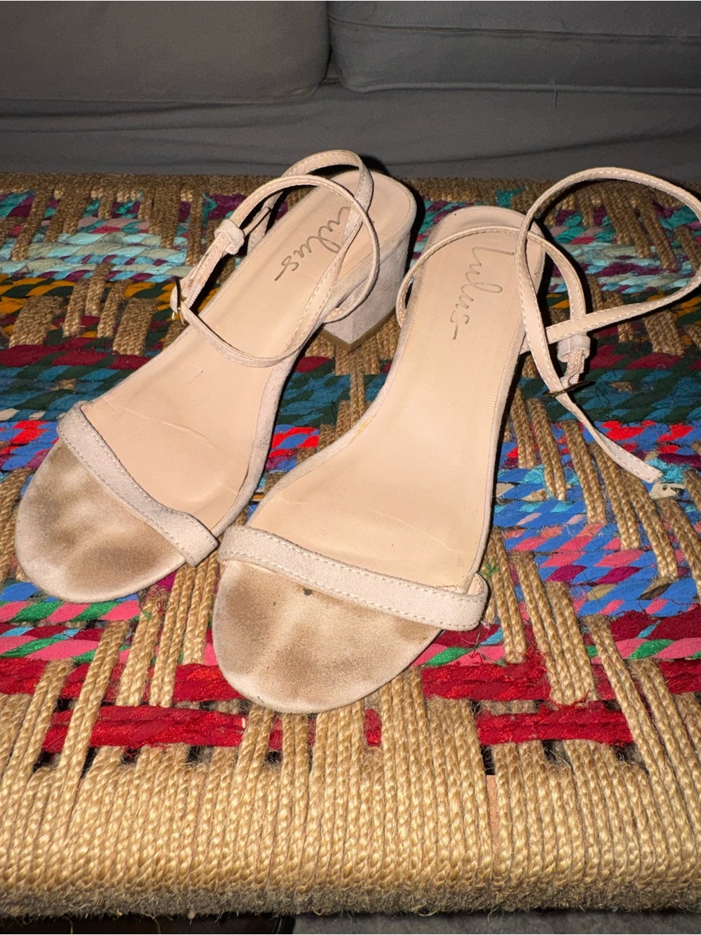 Lulu's Blush Nude Ankle-Strap Block Heel Sandals